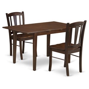 Pemberly Row 3-Piece Solid Wood Dining Set in Mahogany Finish