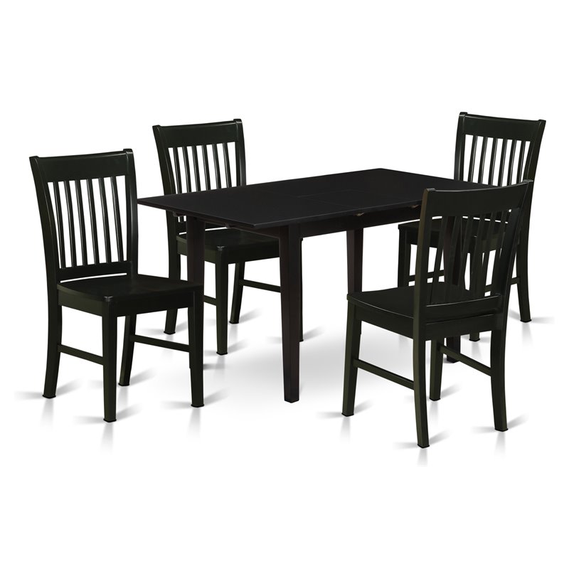 Pemberly Row 5-Piece Traditional Dining Set with Wood Chairs in Black