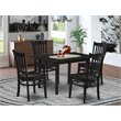 Pemberly Row 5-Piece Wood Dining Set with Modern Black Chairs and Table