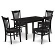 Pemberly Row 5-Piece Wood Dining Set with Modern Black Chairs and Table