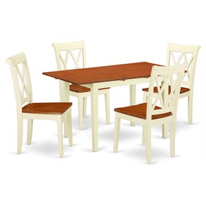Pemberly Row 5-Piece Wood Dining Set in Buttermilk and Cherry
