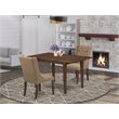 Pemberly Row 3-Piece Dining Set with Mahogany Finish and Linen Chairs