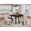 Pemberly Row 5-Piece Wood Dining Set in Black and Cream Linen Finish