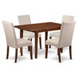 Pemberly Row 5-Piece Mahogany Wood Dining Set with Cream Chairs