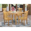 Pemberly Row 5-Piece Wood Dinette Table Set in Oak with Extension Leaf