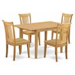 Pemberly Row 5-Piece Wood Dinette Table Set in Oak with Extension Leaf
