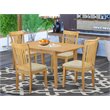 Pemberly Row 5-Piece Wood Dining Set in Oak with Cushioned Chairs