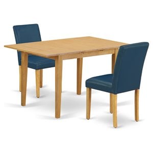 Pemberly Row 3-Piece Wood Dinette Set with Oasis Leather Chairs in Oak