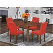 Pemberly Row 5-Piece Mahogany Dining Set with PU Leather Chairs