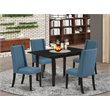Pemberly Row 5-Piece Rubber Wood Kitchen Set with Parson Chairs in Black