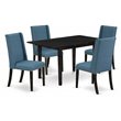 Pemberly Row 5-Piece Rubber Wood Kitchen Set with Parson Chairs in Black