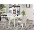 Pemberly Row 3-Piece Dining Set in Linen White with Light Gray Chairs