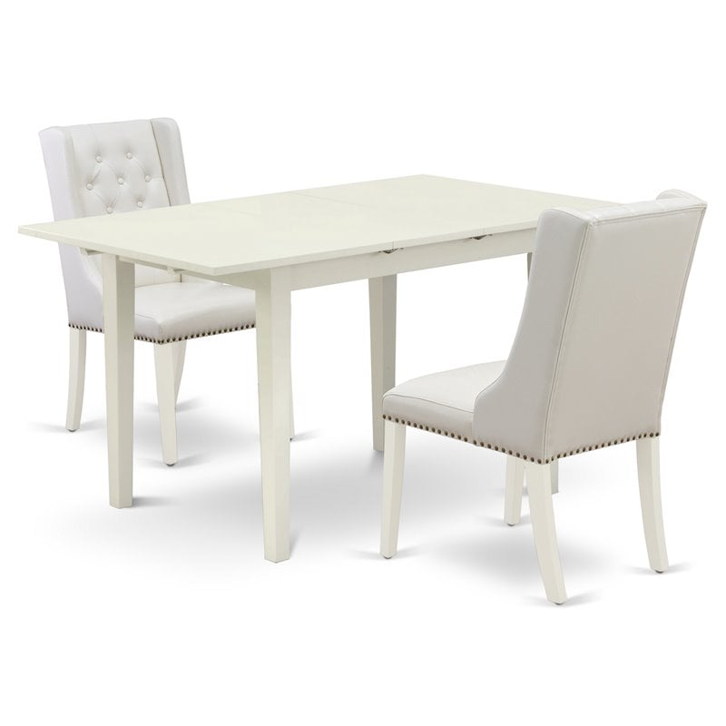 Pemberly Row 3-Piece Dining Set in Linen White with Light Gray Chairs