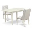 Pemberly Row 3-Piece Dining Set in Linen White with Light Gray Chairs