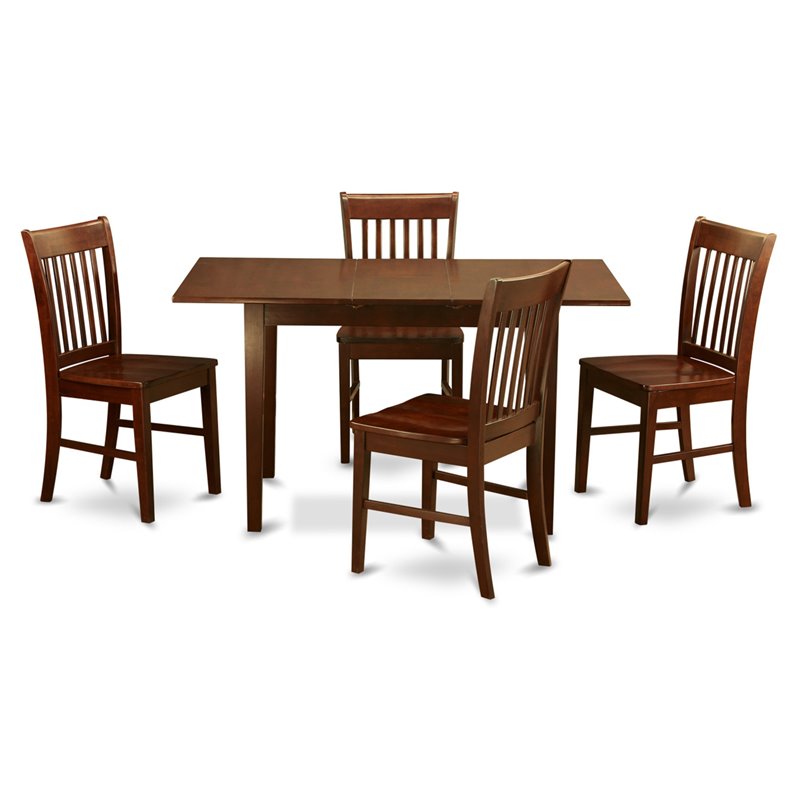 Pemberly Row 5-Piece Wood Dining Table Set with Leaf in Mahogany Finish