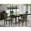 Pemberly Row 5-Piece Rubber Wood Dining Table Set in Black Finish