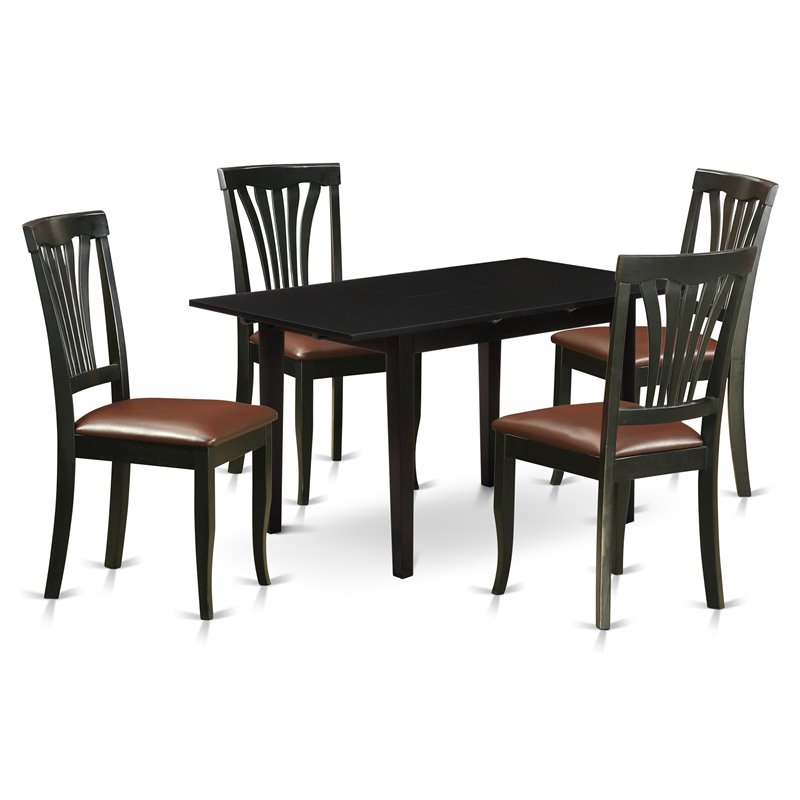 Pemberly Row 5-Piece Rubber Wood Dining Table Set in Black Finish