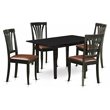 Pemberly Row 5-Piece Rubber Wood Dining Table Set in Black Finish