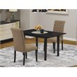 Pemberly Row 3-Piece Wood Dining Room Table Set with Upholstered Chairs
