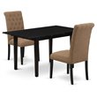 Pemberly Row 3-Piece Wood Dining Room Table Set with Upholstered Chairs