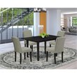 Pemberly Row 5-Piece Wood Dining Set with Black High-Back Chairs