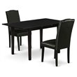 Pemberly Row 3-Piece Wood Dining Set with Parson Chairs in Black