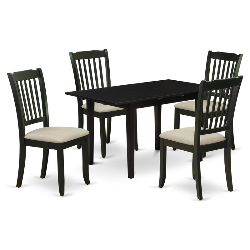 Pemberly Row 5-Piece Wood Dining Set with Fabric Seats in Black Finish