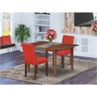 Pemberly Row 3-Piece Dining Set in Mahogany and Firebrick Red