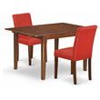 Pemberly Row 3-Piece Dining Set in Mahogany and Firebrick Red