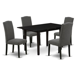 Pemberly Row 5-Piece Wood Dining Set with Upholstered Chairs in Black