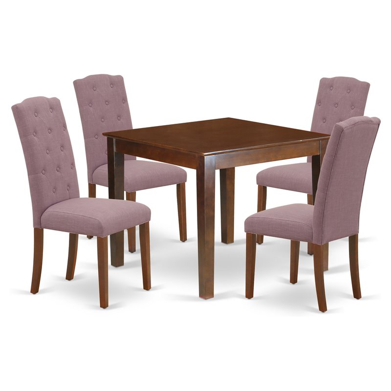 Pemberly Row 5-Piece Wood Dining Set in Mahogany and Dahlia Finish