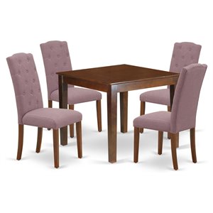 Pemberly Row 5-Piece Wood Dining Set in Mahogany and Dahlia Finish