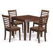 Pemberly Row 5-Piece Dining Table Set in Solid Mahogany Wood