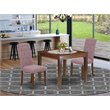 Pemberly Row 3-Piece Square Dining Set in Mahogany and Dahlia Finish