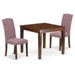 Pemberly Row 3-Piece Square Dining Set in Mahogany and Dahlia Finish