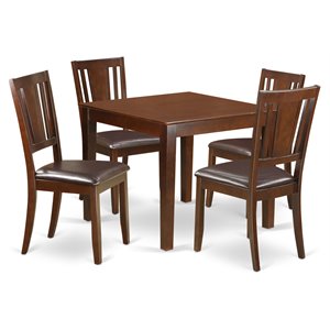 Pemberly Row 5-Piece Wood Square Dining Table Set in Mahogany Finish