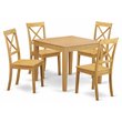 Pemberly Row 5-Piece Square Solid Wood Dinette Set in Oak Finish
