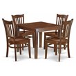 Pemberly Row 5-Piece Wood Dining Table Set in Mahogany Finish