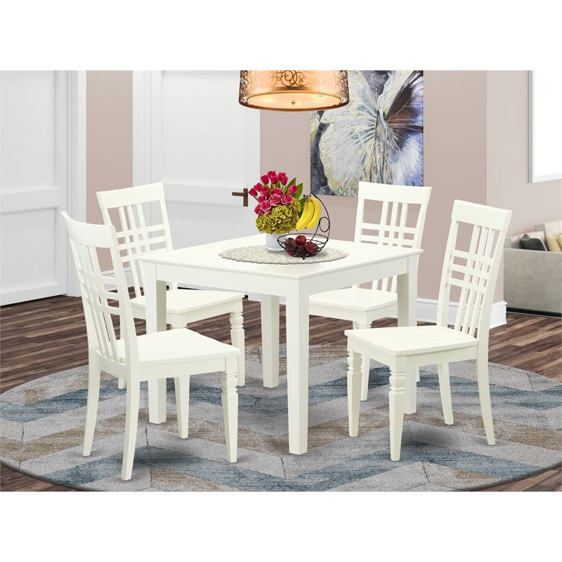 Pemberly Row 5-Piece Wood Dining Table Set in Linen White Finish