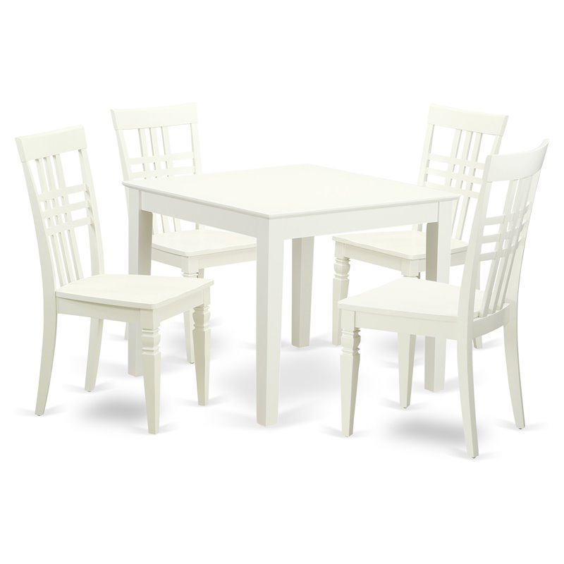 Pemberly Row 5-Piece Wood Dining Table Set in Linen White Finish