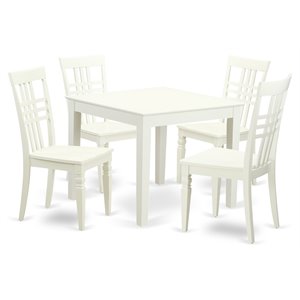 Pemberly Row 5-Piece Wood Dining Table Set in Linen White Finish