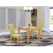 Pemberly Row 3-Piece Square Dining Set with Parson Chairs in Oak