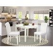 Pemberly Row 3-Piece Dining Set with Leather Seat in Linen White