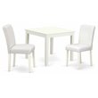 Pemberly Row 3-Piece Dining Set with Leather Seat in Linen White