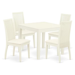 Pemberly Row 5-Piece Wood Dining Set with Cushioned Chairs in Linen White