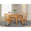 Pemberly Row 5-Piece Square Dining Set in Oak with Wood Seats