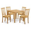 Pemberly Row 5-Piece Square Dining Set in Oak with Wood Seats