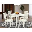 Pemberly Row 5-Piece Wood Dining Set with Slatted Chairs in Linen White
