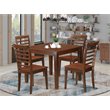 Pemberly Row 5-Piece Wood Dining Set in Mahogany with Slatted Back Chairs