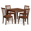 Pemberly Row 5-Piece Wood Dining Set in Mahogany with Slatted Back Chairs